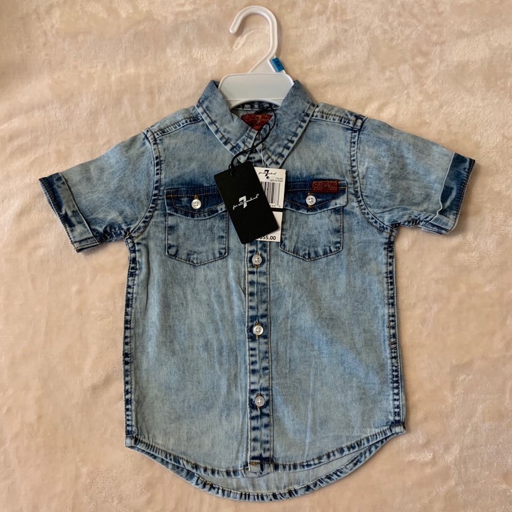 NWT 7 For All Mankind Boys Button Shirt Pants Set - Picture 4 of 6